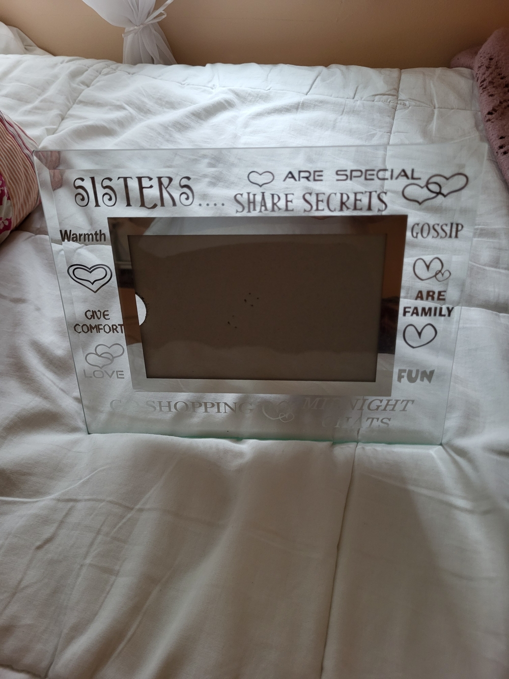 Sisters Glass Picture Frame - Clear with Silver Accents